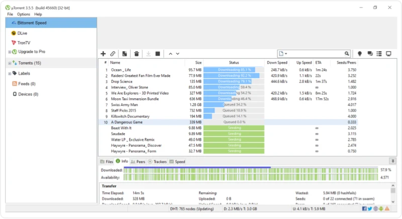 µTorrent Classic screenshot