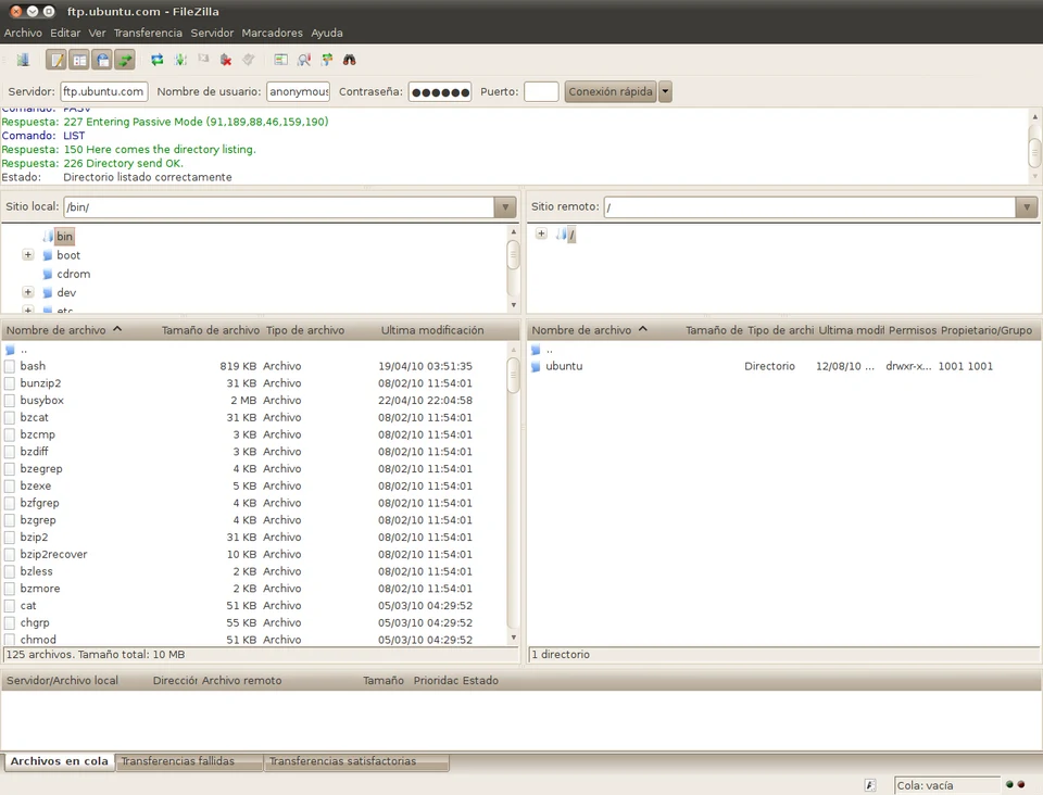 FileZilla Client screenshot