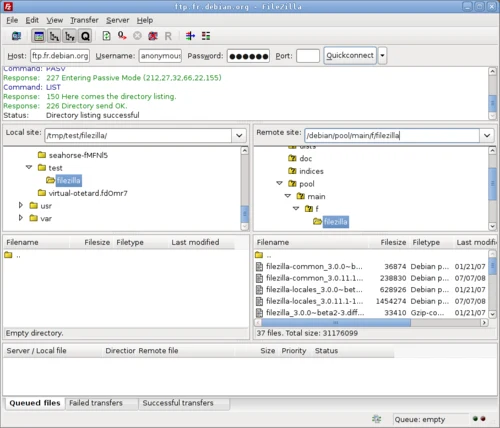 FileZilla Client screenshot