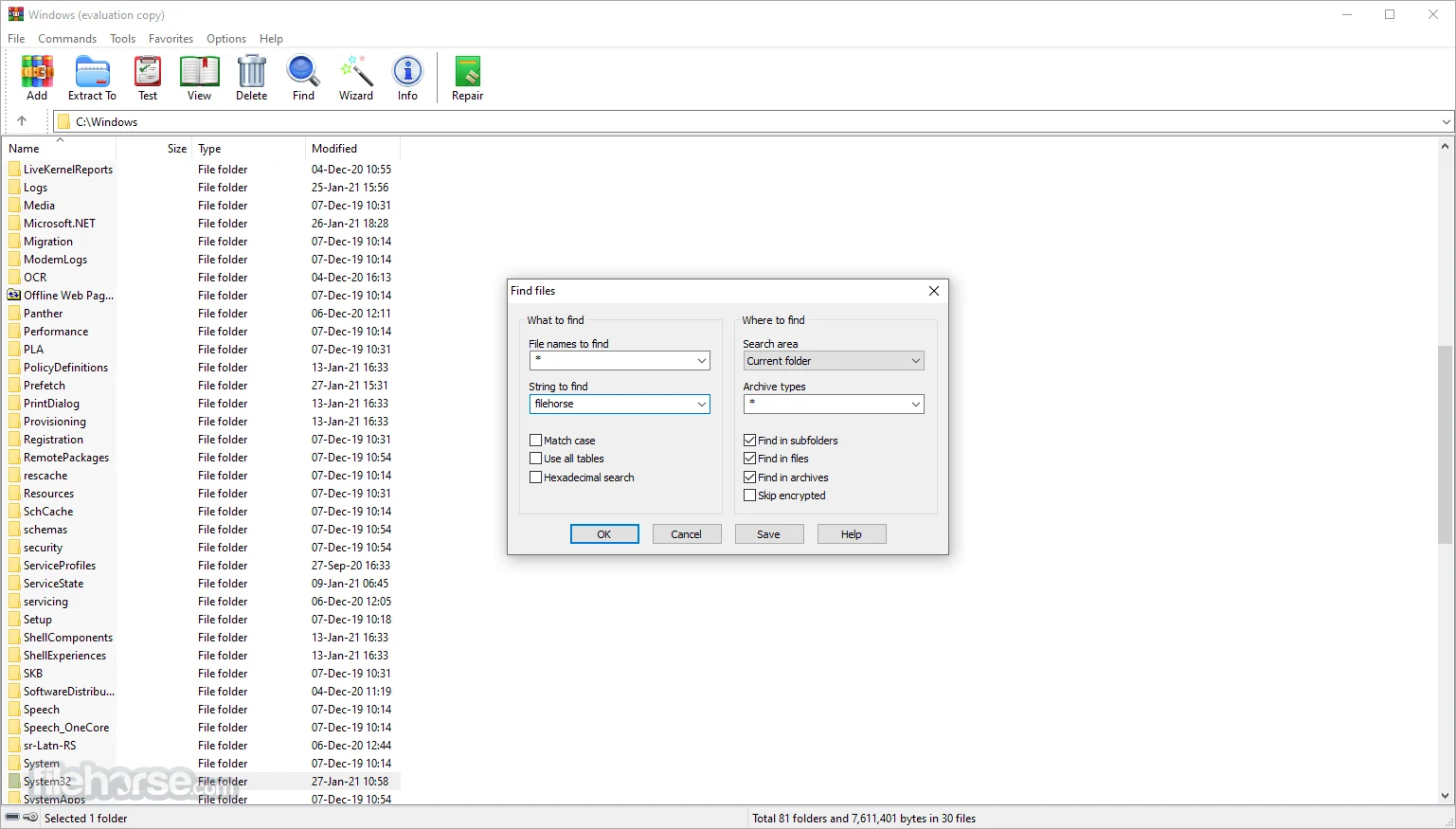 WinRAR 64-bit screenshot